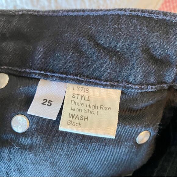 Reformation Jeans Dixie High Rise Jean Shorts Raw Hem Black Size 25 Dead-stock - Picture 3 of 14